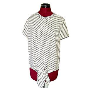 Mello Day Top Multicolor Striped Tie Front Women’s Size Medium Short Sleeve